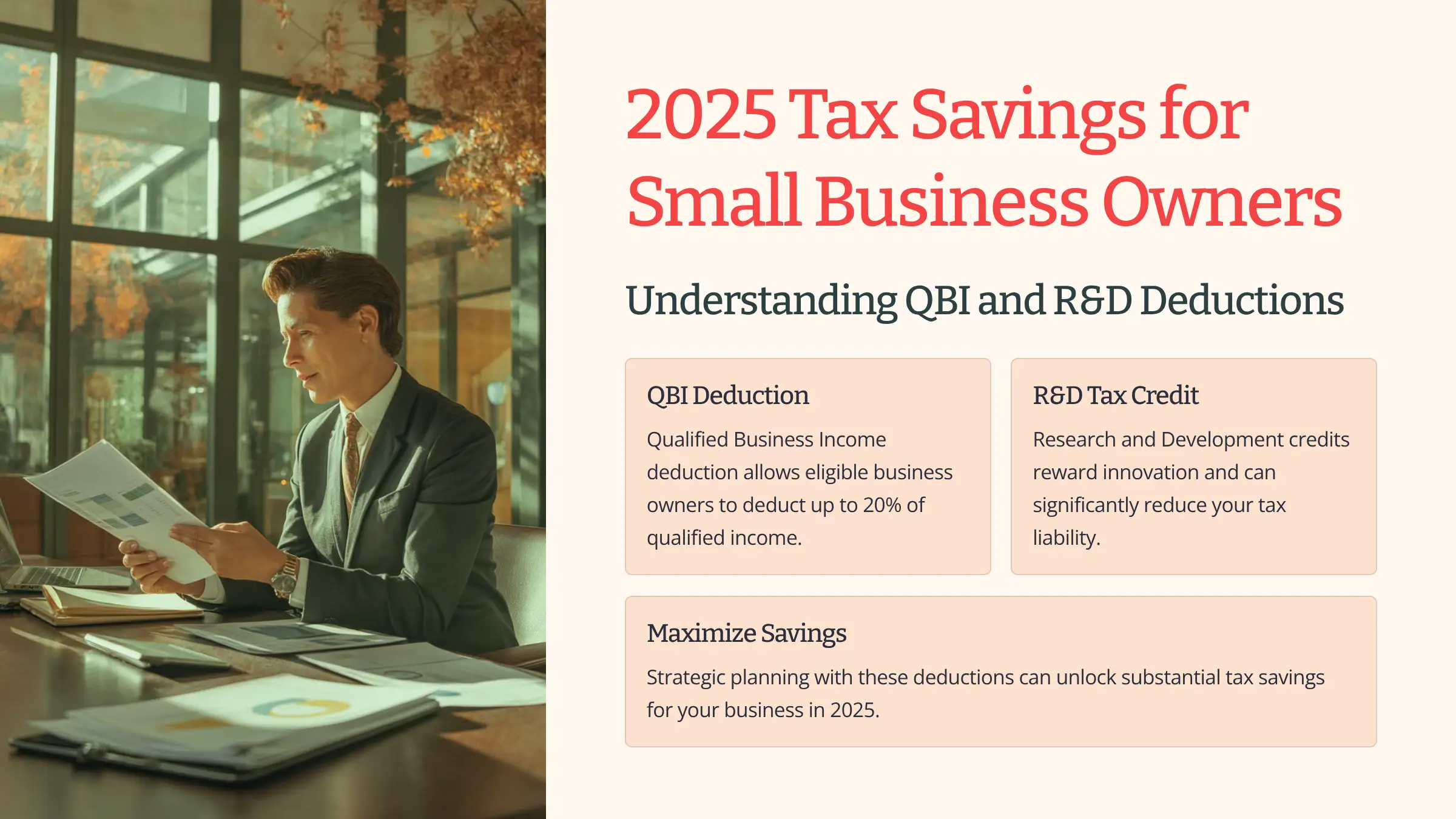 2025년 소기업 절세 전략 — QBI 공제와 R&D 세액공제를 이해하고 절세 기회를 극대화하는 EA Tax Guide 인포그래픽