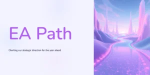 EA Path 제목과 보랏빛 길이 있는 전략 비전 슬라이드 표지