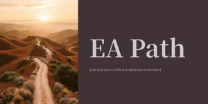 EA Path 커버 이미지 – 붉은 언덕길 위로 해지는 풍경과 여정을 상징하는 디자인