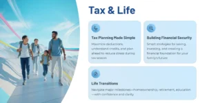 Family walking together under blue sky representing balanced life and financial stability — Tax & Life by EA Tax Guide: Tax planning, financial security, and life transitions
