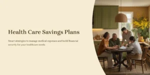 “A family meeting around a kitchen table in a warm, cozy home with green cabinets, reviewing health care savings paperwork together.”