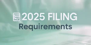 2025 federal filing requirements checklist with IRS document icons