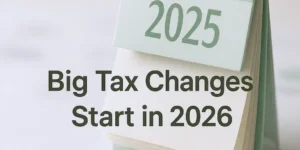 2026년부터 시작되는 미국 연방 세금 변경 사항을 알리는 2025 달력 이미지