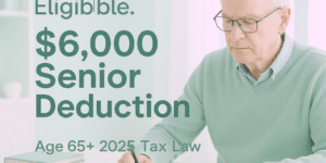Senior taxpayer reviewing tax documents explaining the $6,000 senior deduction when one spouse does not qualify in 2025