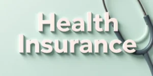 “또렷한 글씨의 ‘Health Insurance’ 민트 톤 카테고리 배너 — 선명한 텍스트와 미니멀 의료 아이콘 포함”