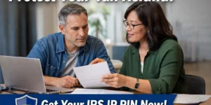 Tax advisor explaining IRS Identity Protection PIN to protect tax refund from identity theft