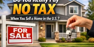 Thumbnail image showing a house for sale with the text “Do You Really Pay NO Tax When You Sell a Home in the U.S.?” explaining U.S. home sale tax exclusion rules.