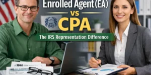 Enrolled Agent (EA) vs CPA showing the difference in IRS representation rights