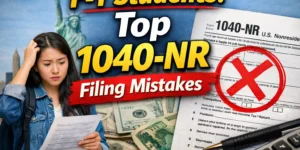 F-1 students common 1040-NR tax filing mistakes for 2025 US tax return
