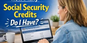 Woman checking her Social Security credits on the my Social Security website in 2026