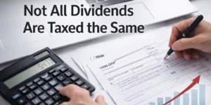 “1099-DIV form and calculator illustrating that not all U.S. dividends are taxed the same for the 2025 tax year”