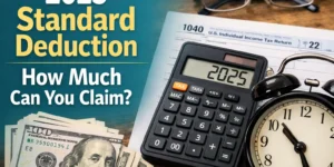 2025 standard deduction explained with calculator and IRS Form 1040 showing how much taxpayers can claim